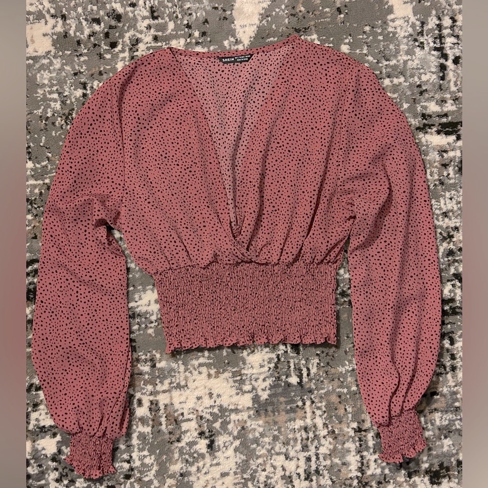 Dusty Rose Polka Dot Blouse